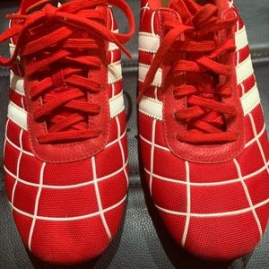 Preowned Good Year Red/White Adidas Sneakers For Men size 8.5
